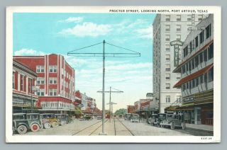 Procter Street Port Arthur Texas—edwards News Co Antique Postcard 1920s