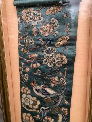 Antique Chinese EMBROIDERED Silk sash EMBROIDERY QING DYNASTY 19th gold thread 2
