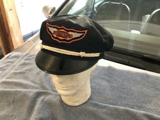 Vintage Rare Harley Davidson Motorcycle Brando Elvis Captains Hat Cap 7 1/8