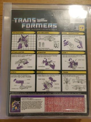 Transformers G1 Spinister AFA 80 MOSC MOC Unpunched 2