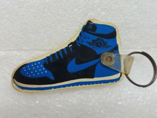 Vintage Nike Air Jordan 1 Retro High Black/royal Blue Rubber 2 " Rare Key - Chain