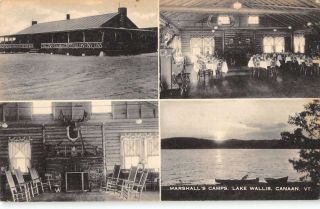 Canaan Vermont Lake Wallis Marshalls Camps Antique Postcard K36120