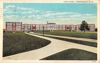 Parkersburg West Virginia High School Street View Antique Postcard K31507