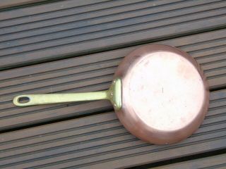 VINTAGE FRENCH 20cm COPPER FRYING PAN SKILLET BRONZE HANDLE TIN LINED 3