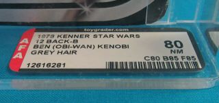 1978 Kenner Star Wars 12 Back - B Ben (Obi - Wan) Kenobi Grey Hair AFA 80 NM 2