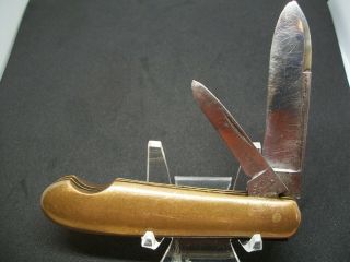 Rare Antique Brass Pocket Knife By C.  F.  Wolfertz & Co.  Allentown Pa. ,  1862 - 1920