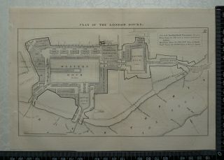 1849 Plan Of The London Docks,  London - River Thames,  Pool Of London,  Wapping