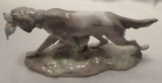 Lladro Figurine Hunting Dog With Quail 308.  13 Issued 1963,  Retired,  Early/Rare 2