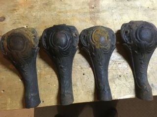 Antique Set Of 4 Cast Iron Wood/coal Stove/oven Legs 10 "