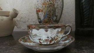 Japanese Meiji Or Taisho Period Eggshell Porcelain Cup And Saucer
