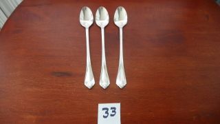 Set Of 3 1881 Rogers King James Iced Tea Spoons Silver Plate Oneida