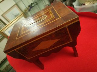 Tunbridge Ware Money Box In Form Of A Table With Mother Of Pearl Inlay,  Lovely