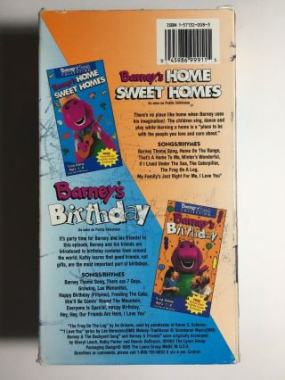 Barney ' s Birthday and Home Sweet Homes Bonus 2 Video Rare Slip Case VHS 2