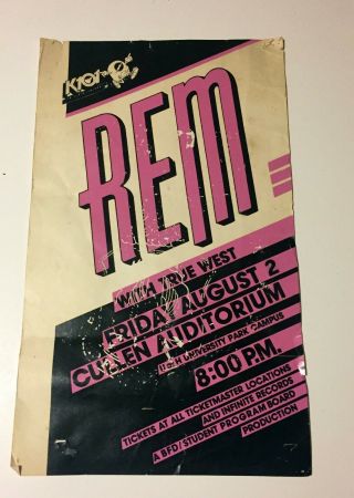 Rare R.  E.  M.  Vintage Poster University Of Houston Cullen Auditorium