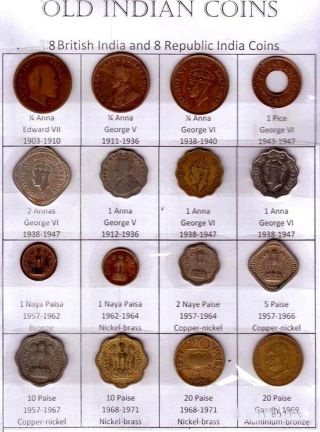 16 Different Antique British India,  Old Indian Rare Xf Coins Ke Kg V V1 1901 - 70