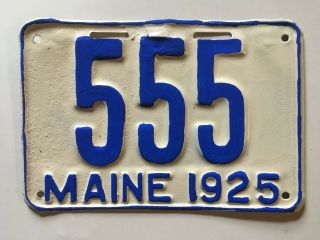 1925 Maine License Plate Low Repeating Number 5 