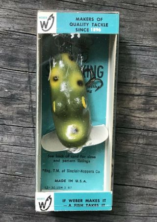 Vtg Weber Tackle Swim King Spotted Green Frog Fishing Lure & Box Sw2 1/3 Oz