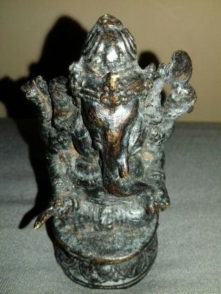 Antique 92mm Chinese Bronze Ganesha Hindu God Statue Figure Ornament