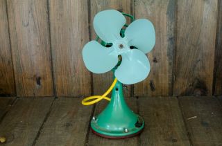 Antique General Electric Fan Base With Blade Tagged And Painted Green