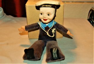 Britannic Of Titanic White Star Line Norah Wellings Sailor Cloth Doll Vintage