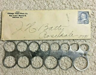 Antique Chicago Time - Piece Company Metal Ring Sizer W/original Mailer Envelope