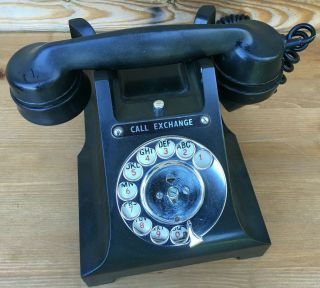 Vintage Antique Art Deco Chrome Black Bakelite Rotary Dial Telephone 164 - 58 40s