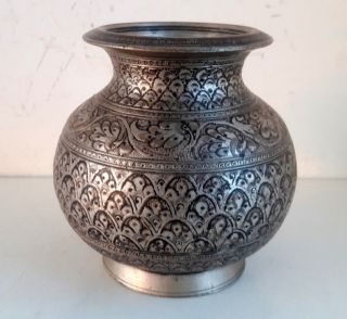 Antique Old Rare Brass Hand Carved Carving Hindu Holy Water Pot Kalash 2