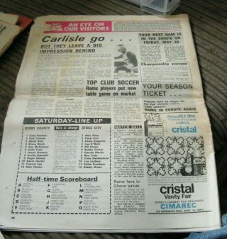 Very Rare Derby County v Carlisle United 1974 - 75 newspaper/programme 2