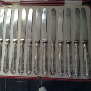 Antique Silver Or Silver Plated Knifes X 12 Hamilton & Inches Edinburgh