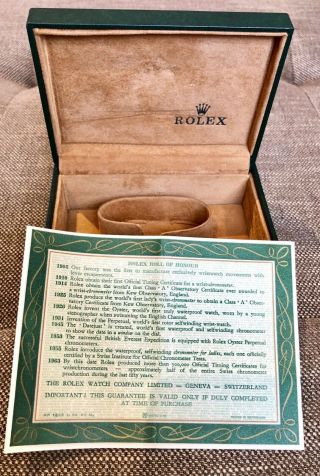 A RARE ROLEX SUBMARINER WATCH BOX AND BOOKLET DATED 1964 3