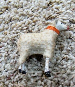 Antique Putz Wooly Coat Stick Leg Composition 2 - 5/8 " Tall Sheep Made In Germany