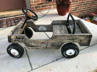 Vintage Pedal Car - Buddy L Pedal Car - Jeep Wooden Push Pedal Car " Rare " Wagoneer