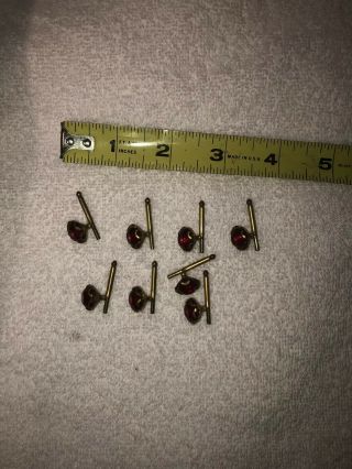 Curated Vintage Tuxedo Shirt Stud Buttons Goldtone Red Ruby