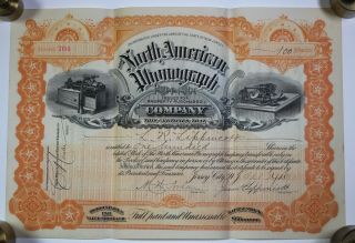 Rare Stock Certificate North American Phonograph Company