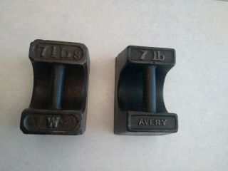 2 X 7lb Vintage Cast Iron Weights