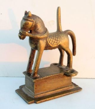 1850 ' s Antique Old Brass Rare Hand Carved Tribal Decor Horse Statue Rich Patina 3