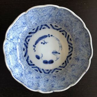 Signed Antique Japanese Porcelain Bowl Plate Blue White Flower Leaf Art 3 Of 6