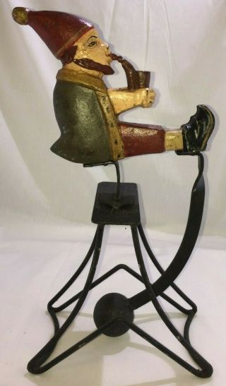 Vintage Authentic Folk Art Rocking Elf Iron Sky Hook Pendulum Balance Toy Rare