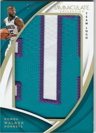 2017 - 2018 Immaculate Team Logo Game Worn Patch Kemba Walker Hornets /4 Rare