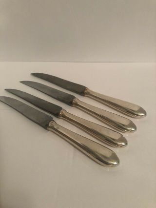 Set Of 4 Sheffield England Steak Knives With Sterling Silver Handles