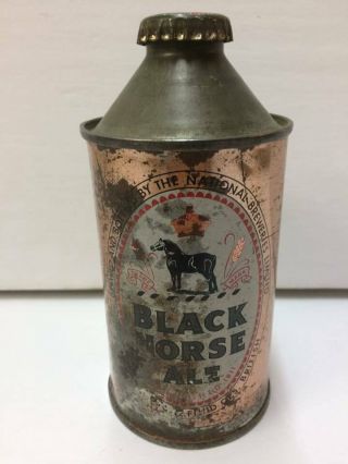 Rare Black Horse Ale Cone Top Beer Can 1940’s With Cap