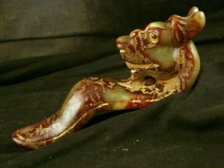 Fine Large Chinese Old Jade Hand Carved Dragon Ruyi Statue A197