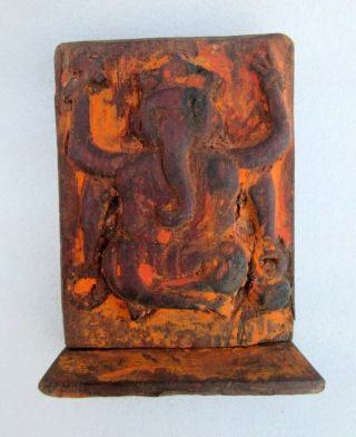 Antique Old Rare Wooden Hand Carved Unique Holy Worship Hindu God Ganesha Statue
