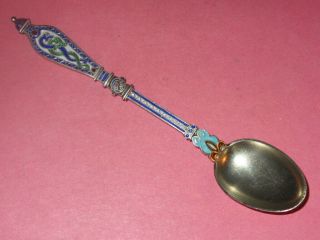 Entwined Serpants Antique Silver Spoon Enamel Handle Gold Wash