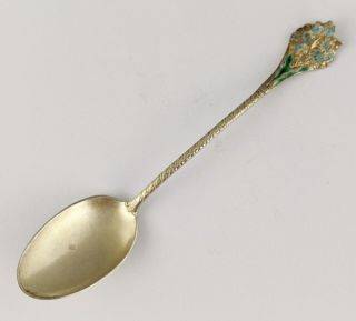 Antique American Sterling Silver Repousse Demitasse Demi Enamel Spoon Gorham