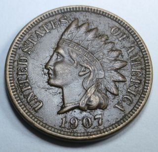 1907 Xf - Au Us Indian Head Penny 1 Cent Old Antique U.  S.  Currency Money Coin Usa