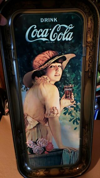 Coca - Cola 19 " Metal Serving Tray Antique Drink Coke Girl Advertising Collectable