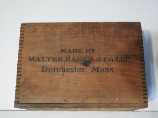 Antique Walter Baker & Co.  Ltd.  Chocolate Wooden Box Dorchester,  Mass