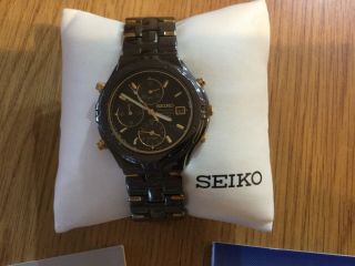 Rare Seiko 7t32 - 6m69 Alarm All Stainless Steel Chronograph Analog Men 