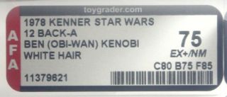 Vintage Kenner Star Wars 12 Back - A Ben (Obi - Wan) Kenobi (White Hair) AFA 75 NR 2